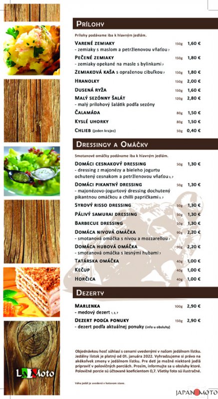 Prílohy, Dressingy_platný od 1.1.2022